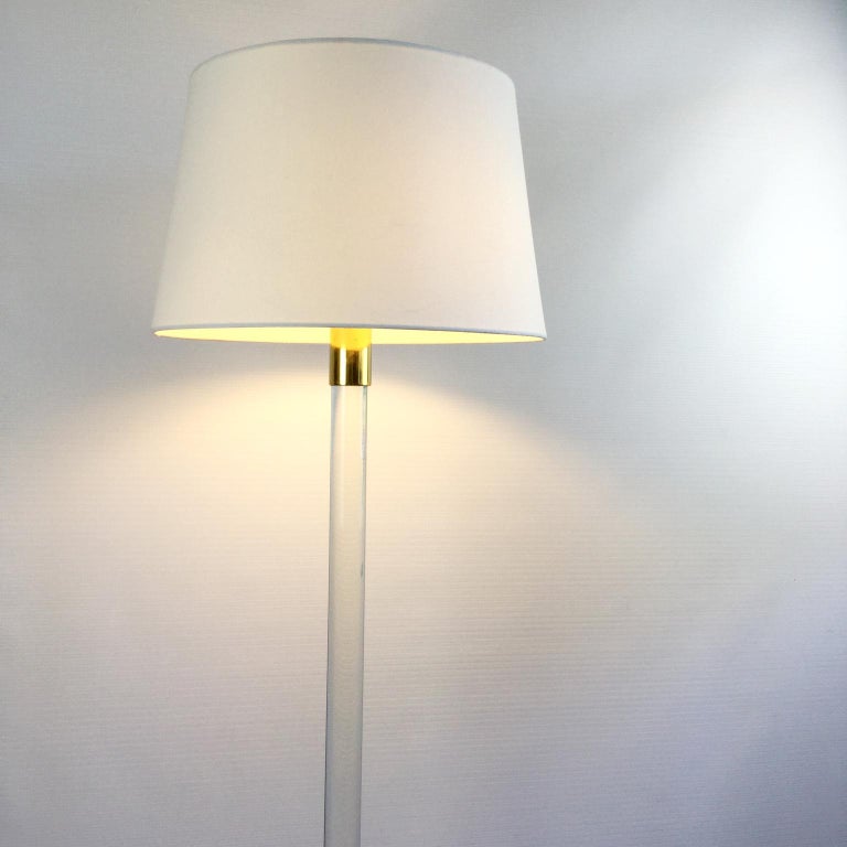 Hansen Brass and Glass Floor Lamp by Hansen Lighting Company, New York, 1970s For Sale at
