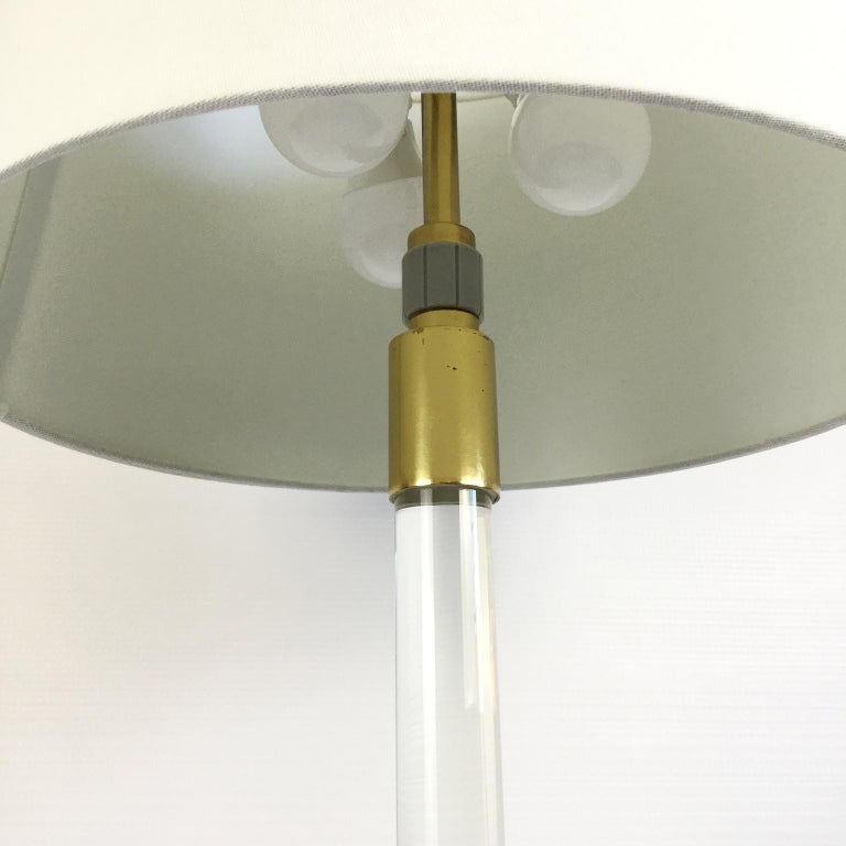 Hansen Brass and Glass Floor Lamp by Hansen Lighting Company, New York, 1970s For Sale at