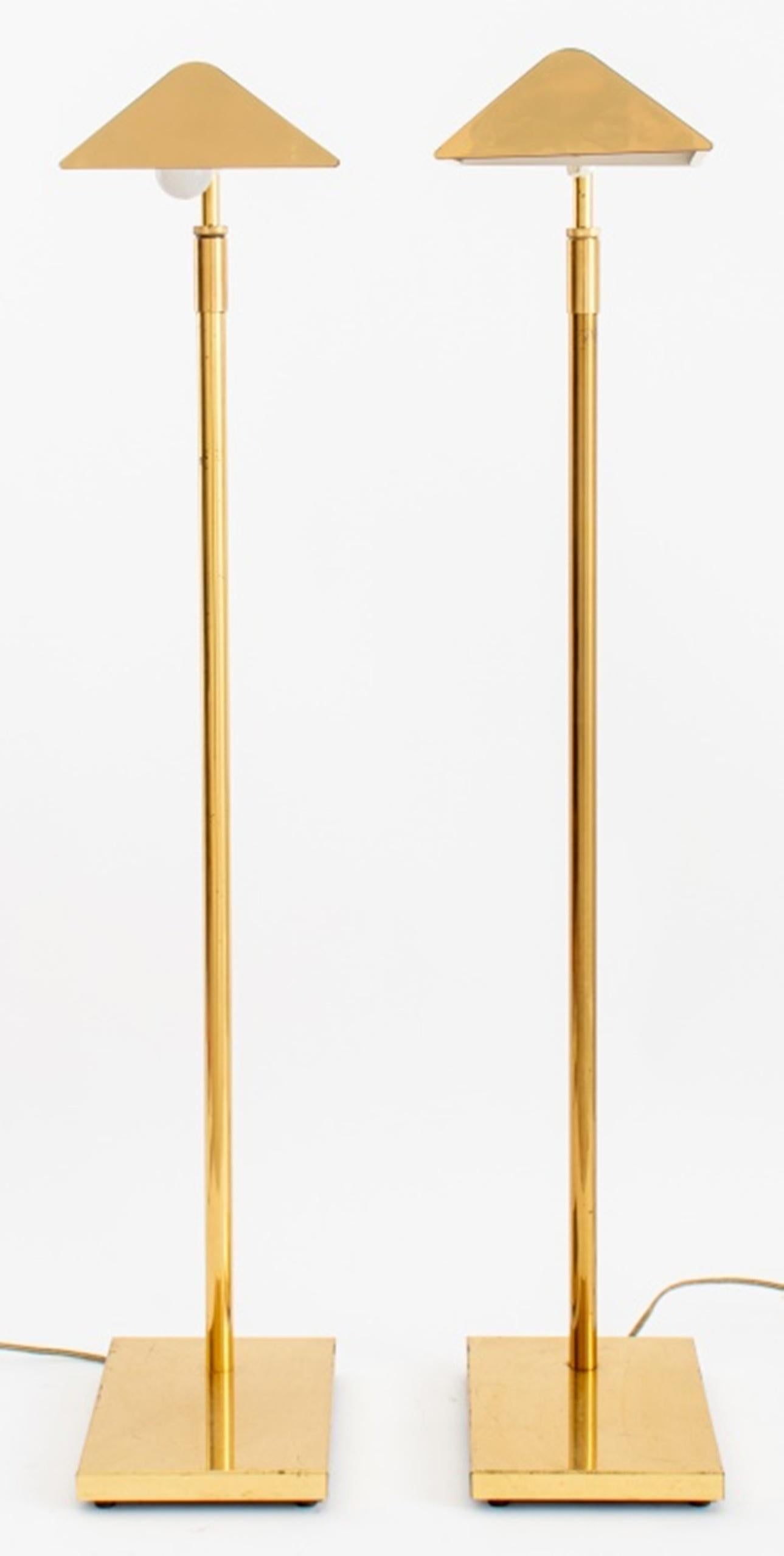 Mid-Century Modern Hansen Style Brass Floor Lamps, Pair
