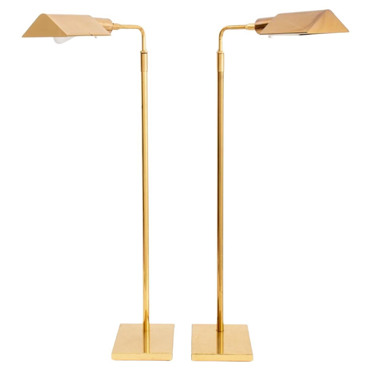 Hansen Style Brass Floor Lamps, Pair