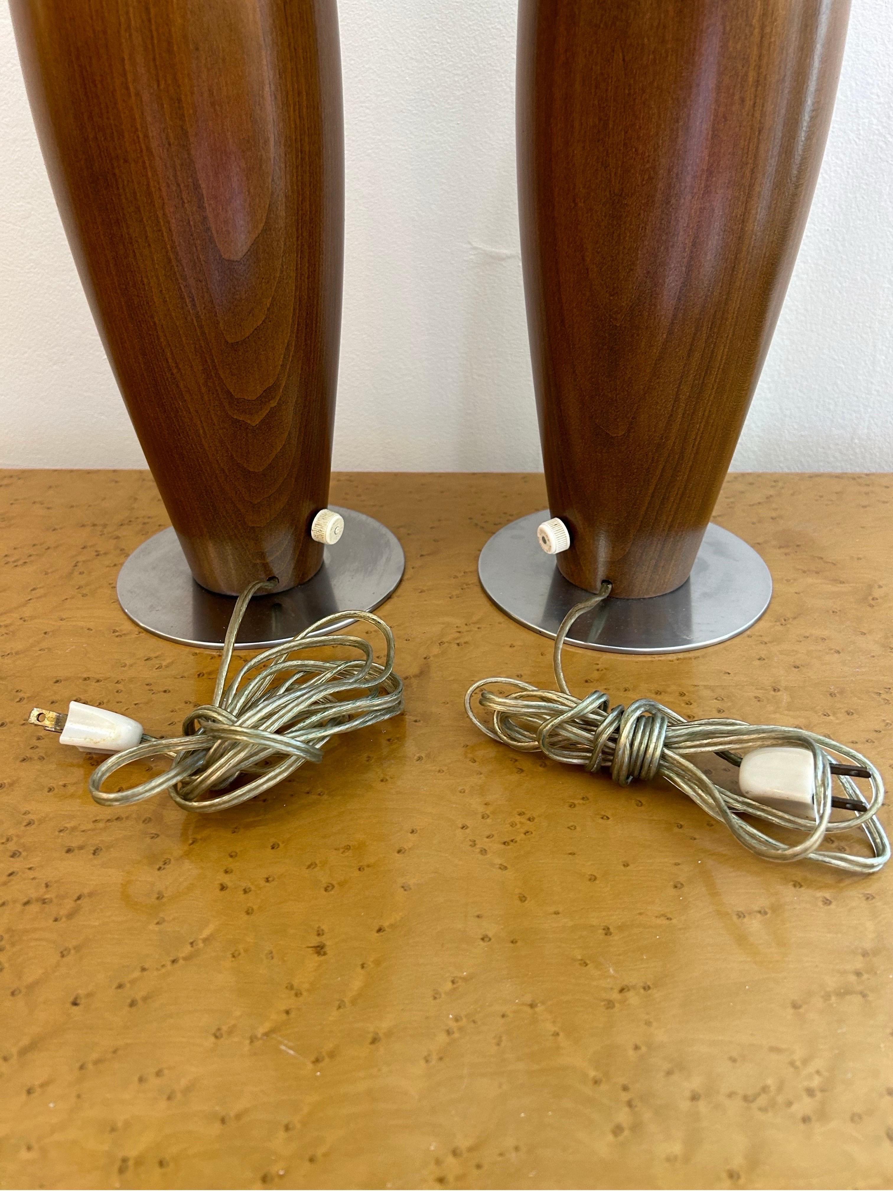 Hansen walnut lamps a pair For Sale 3