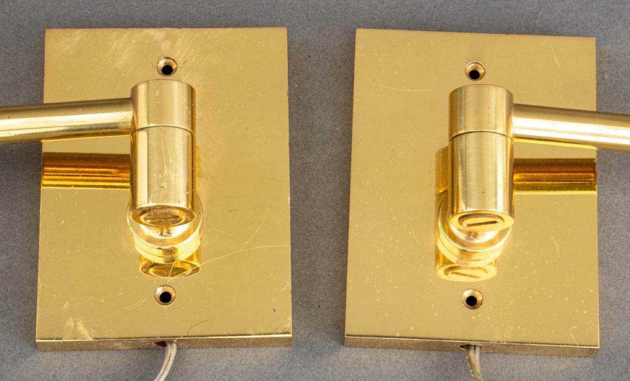 Pair of Hansen Brass Swing Arm Wall Lamps for Metalarte, stamped 