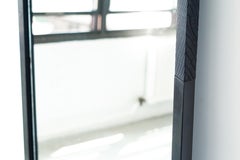 Hansha Mirror Modern Burnt Ash & Patinated Steel by Swell Studio