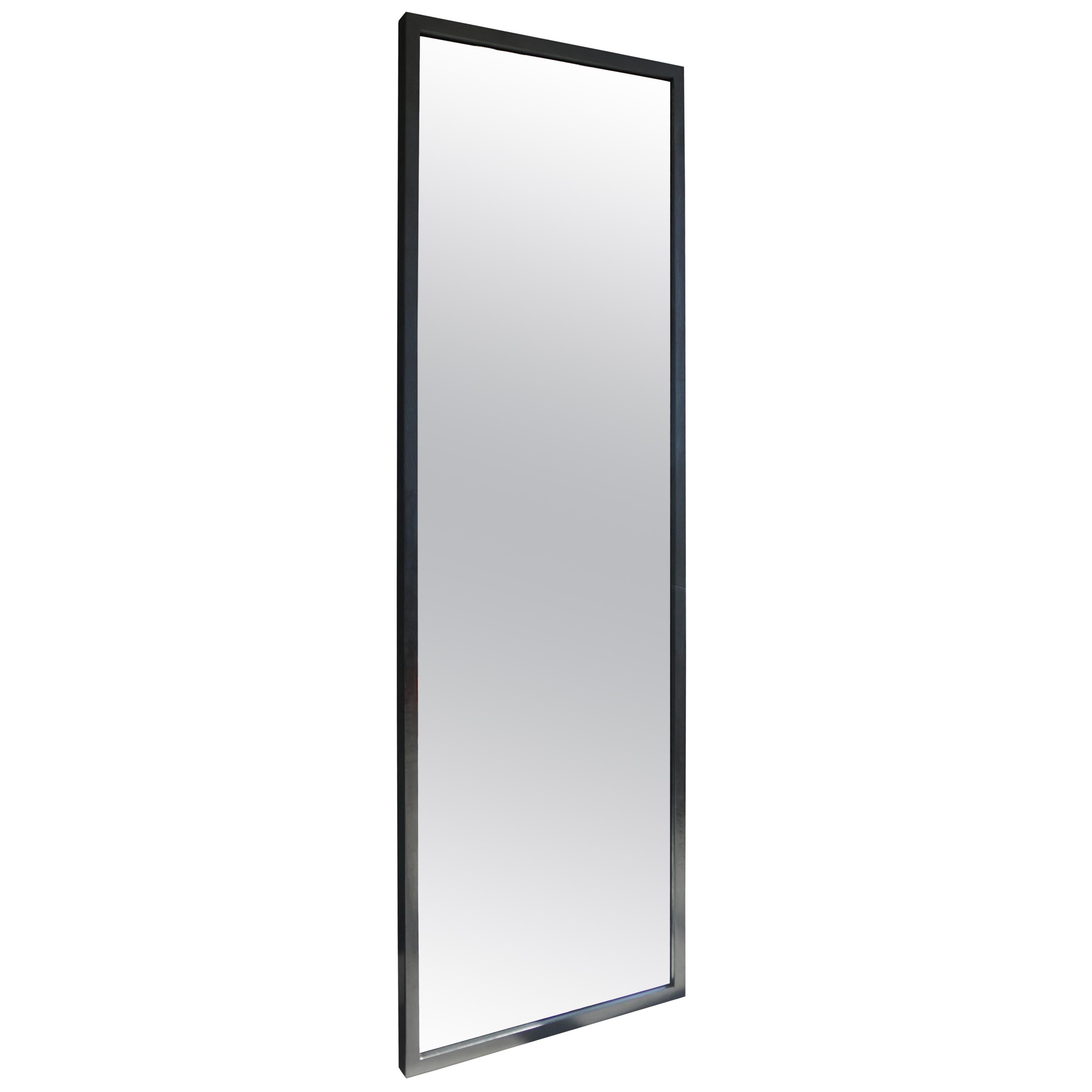 Hansha Mirror Modern Burnt Ash & Patinated Steel by Swell Studio For Sale