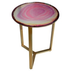 Hanshan 16″ faux agate Glass Top Side Table