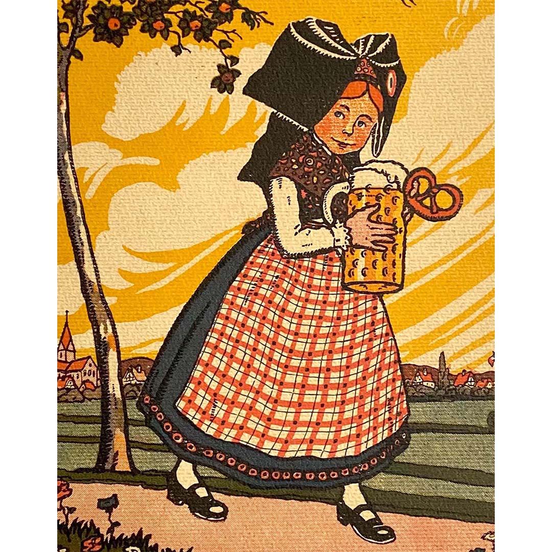 Circa 1920 Original poster by Hansi - La bière d'Alsace de Lutterbach - Beer  For Sale 1