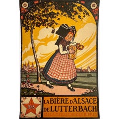 Circa 1920 Original poster by Hansi - La bière d'Alsace de Lutterbach - Beer 