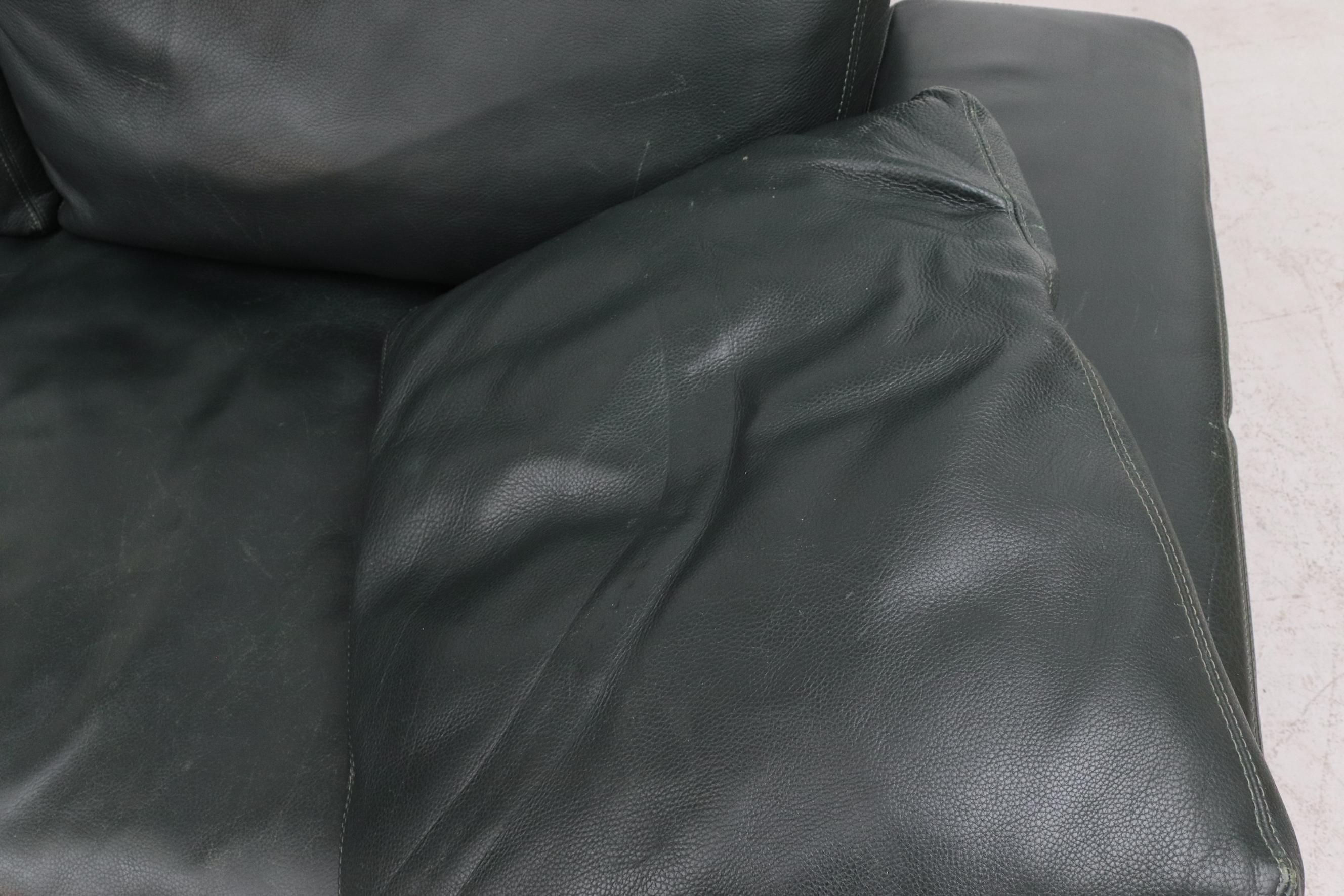 Hansome Dark Green Leather Sofa by Molinari 1