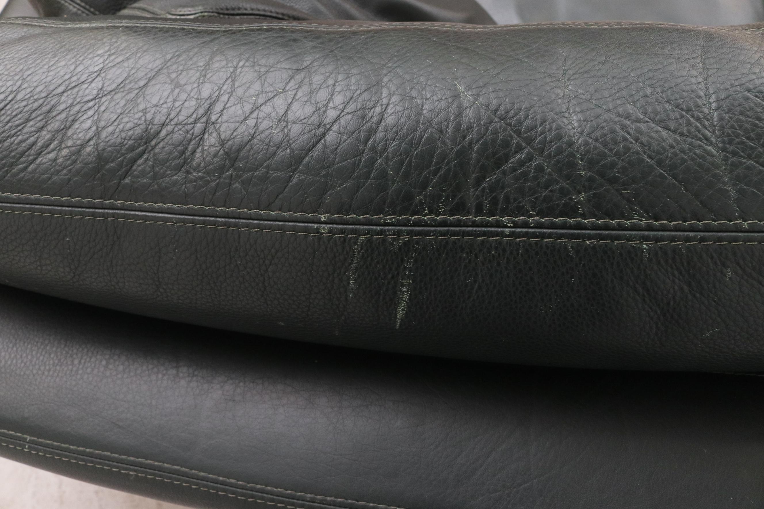 Hansome Dark Green Leather Sofa by Molinari 9