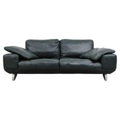 Hansome Dark Green Leather Sofa by Molinari