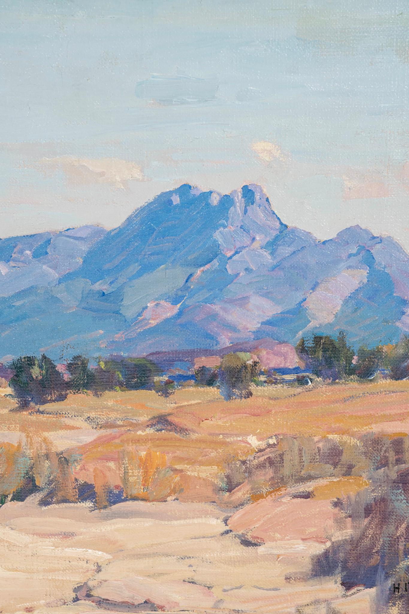 Provenance: Consigned to the gallery by private collector.  

Description: Oil painting by Hanson Puthuff, created circa 1925. He is nationally famous for his lyric interpretations of the Southern California deserts neighboring vistas prior to urban