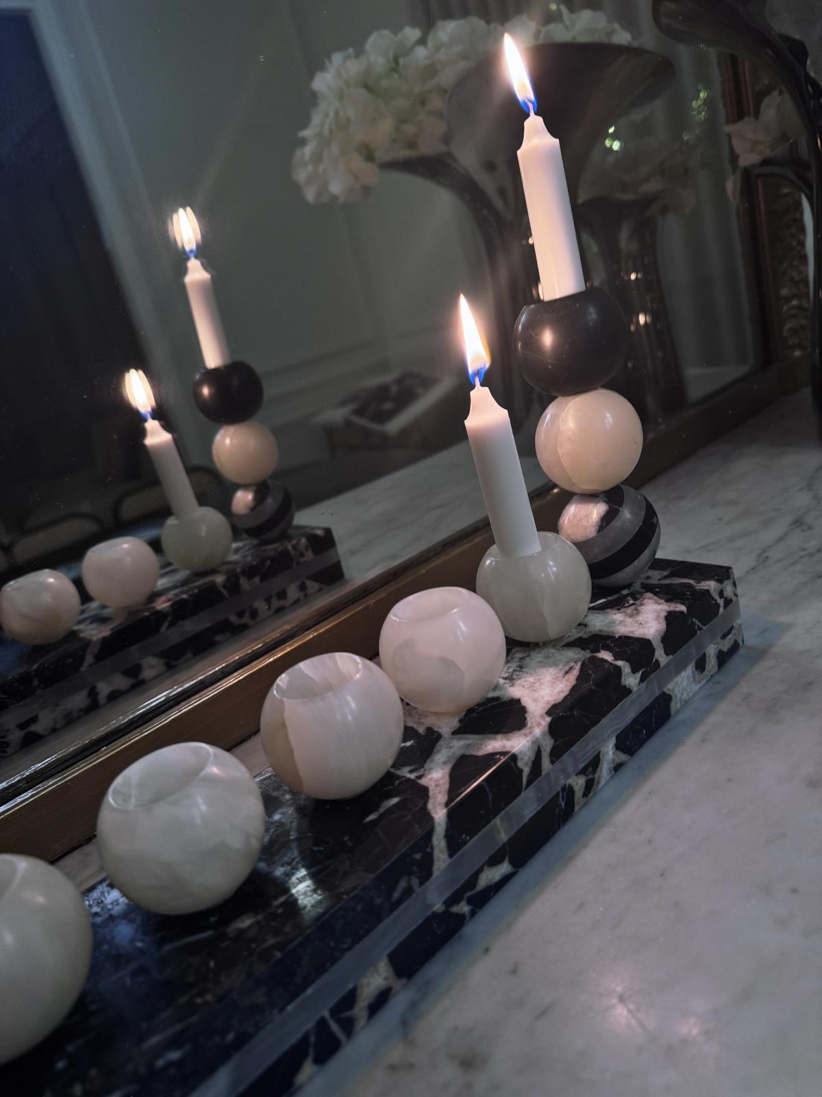 Hanukia in onyx and Grand Antique Marble In New Condition For Sale In PARIS, FR