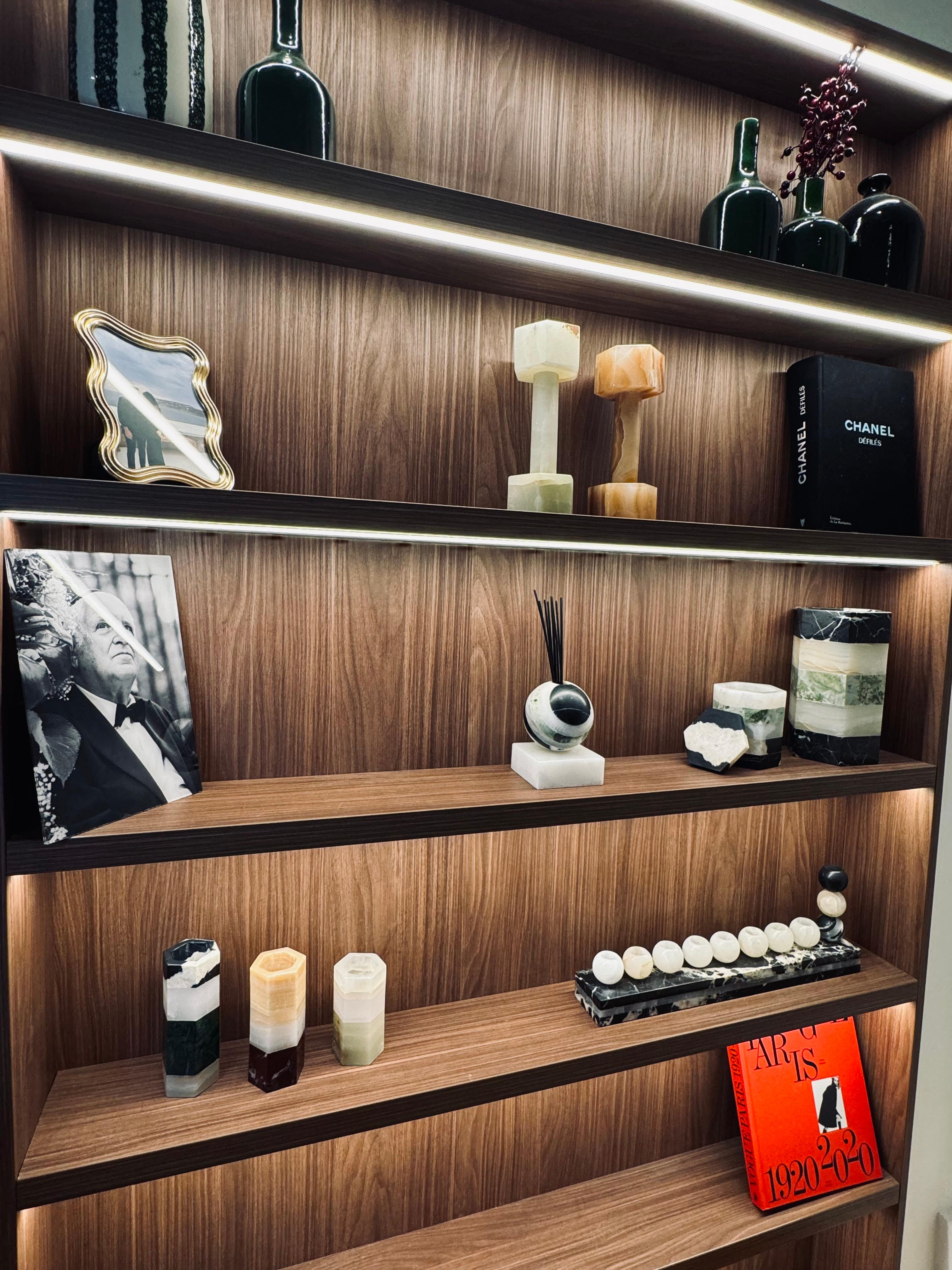 Contemporary Hanukia in onyx and Grand Antique Marble For Sale