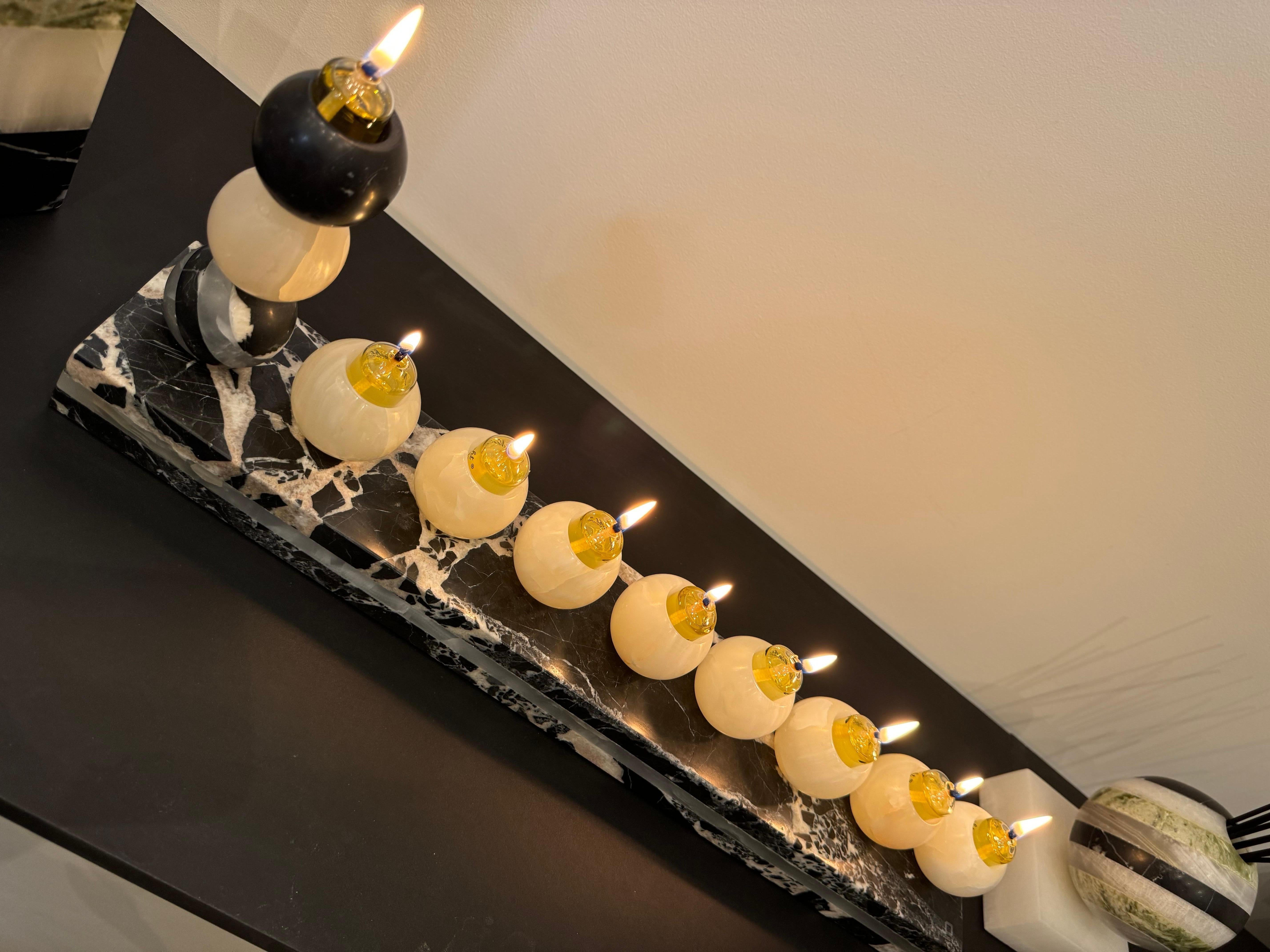 Hanukia in onyx and Grand Antique Marble For Sale 1