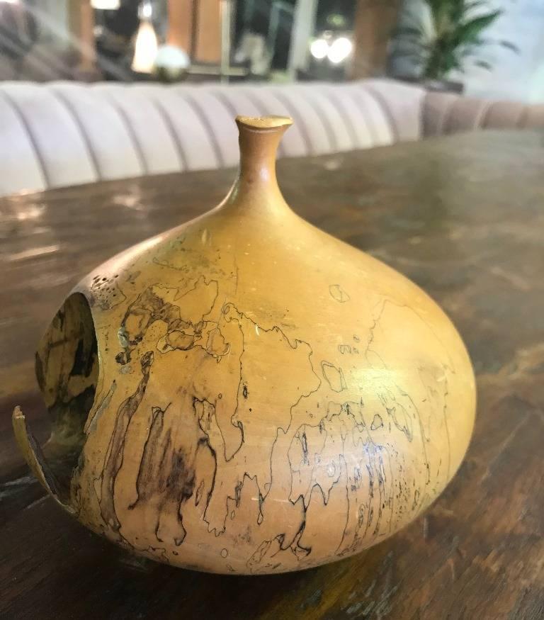Late 20th Century Hap Sakwa Buckeye Burl Wood Turned Vase/ Vessel