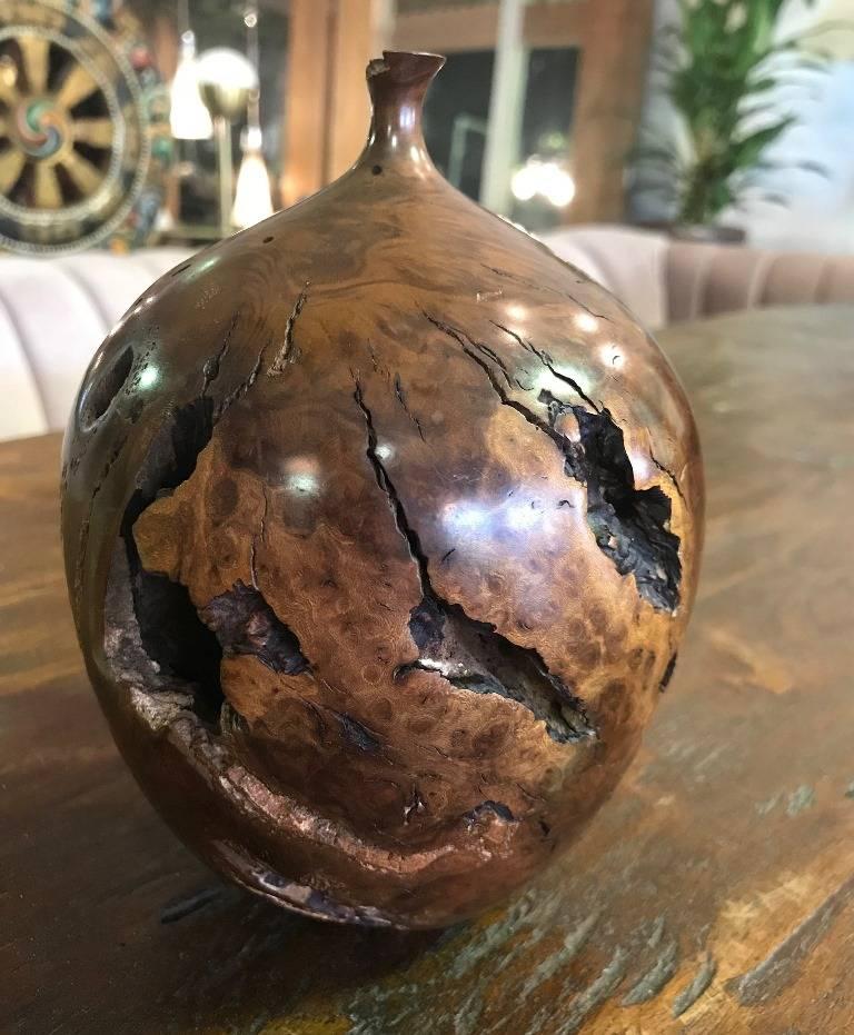 Modern Hap Sakwa Burl Manzanita Wood Weed Vase