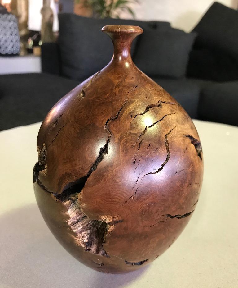 American Hap Sakwa Burled Wood Turned Vase