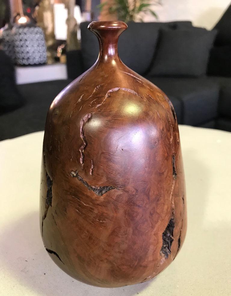 American Hap Sakwa Burled Wood Turned Vase