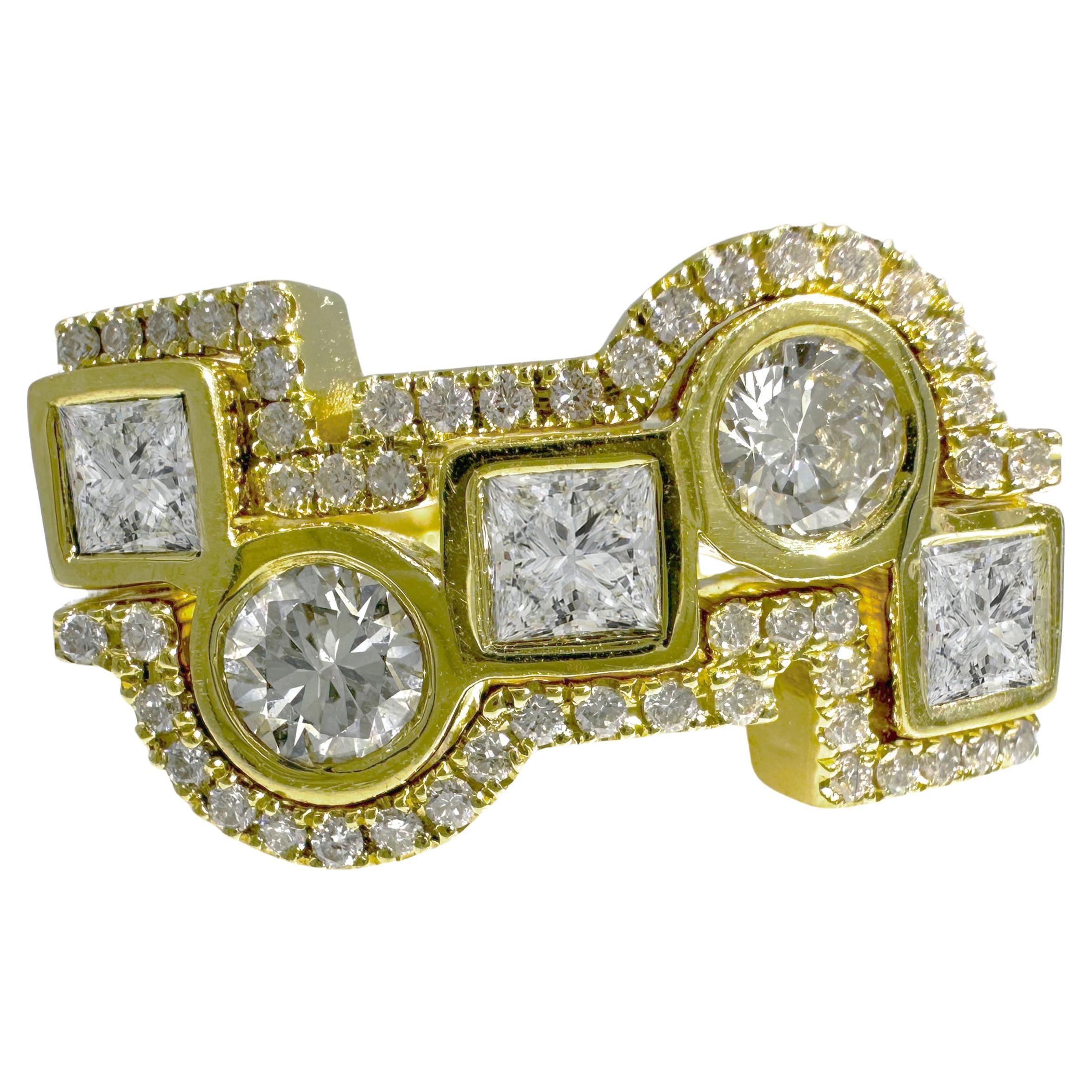 Set aus 3 verschachtelten Bändern „Haphazard“ aus 18 Karat Gold mit 1,47 Karat Diamanten