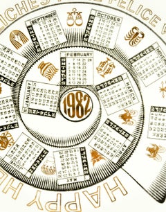Joyeux 1982:: série de calendriers par Piero Fornasetti:: 1982