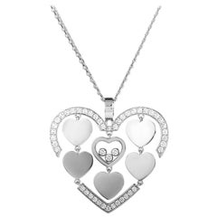 Happy Amore 18 Karat Gold Diamond Pave Floating Diamonds Hearts Pendant Necklace