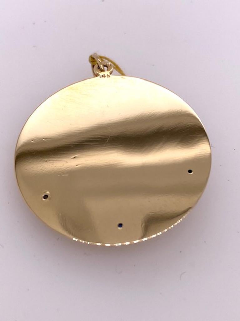 Brilliant Cut Happy Anniversary Gold Gemset Charm Pendant For Sale