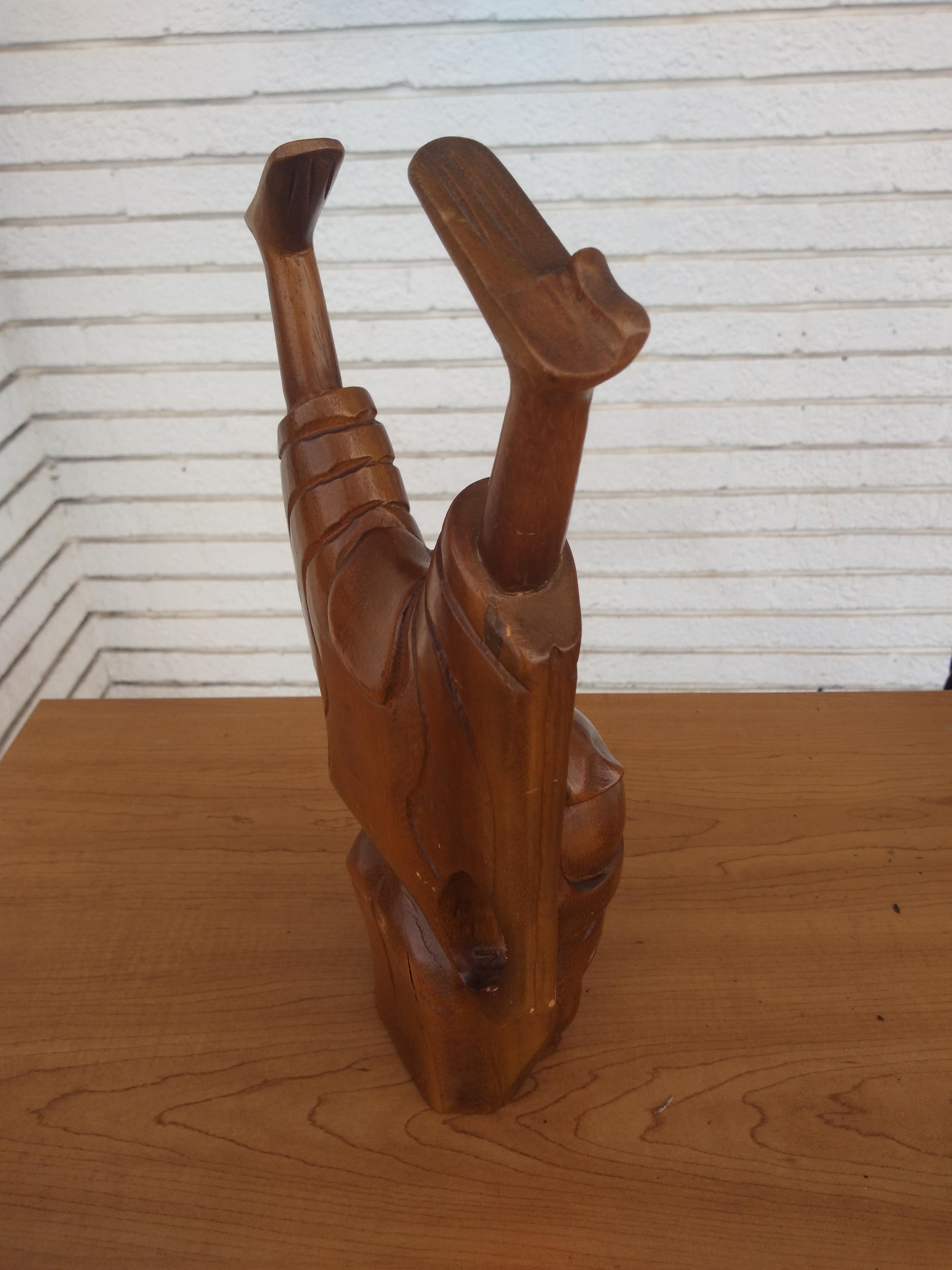 Intagliato Scultura in legno intagliato di Buddha felice in vendita