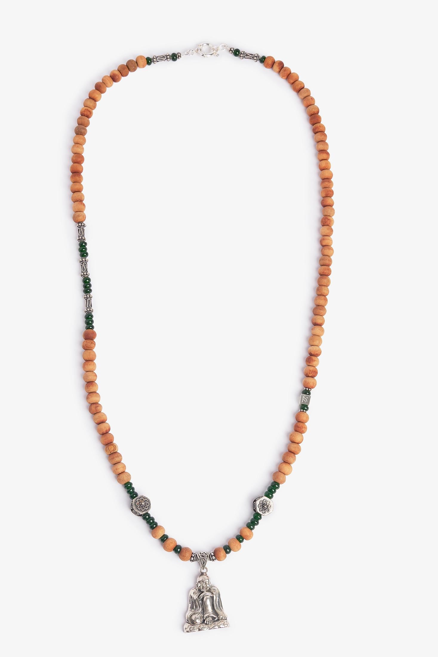 Artisan Happy Buddha Sandalwood Necklace For Sale