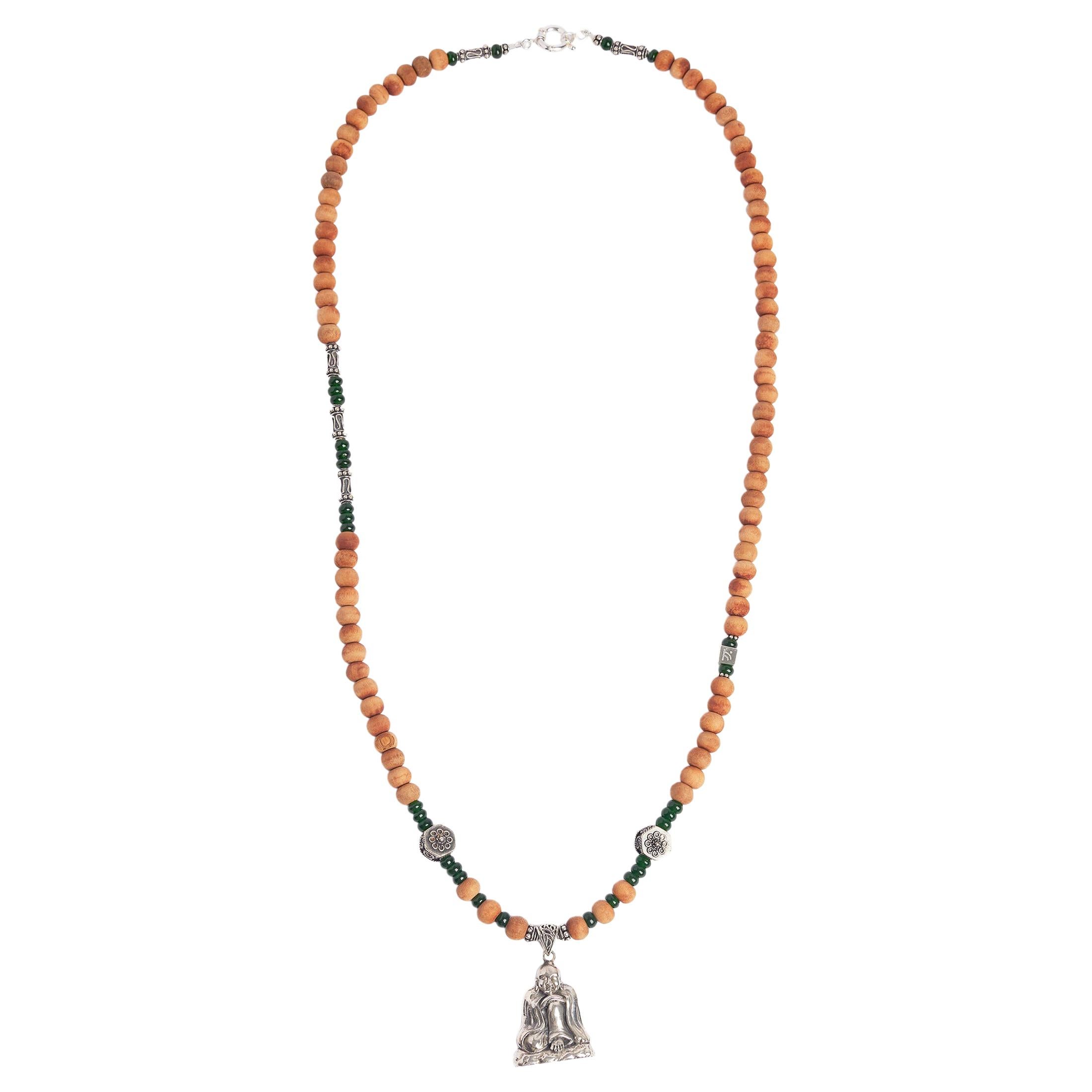Happy Buddha Sandalwood Necklace For Sale