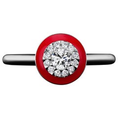 JAG New York Platinum Diamond and Red Ceramic Ring 