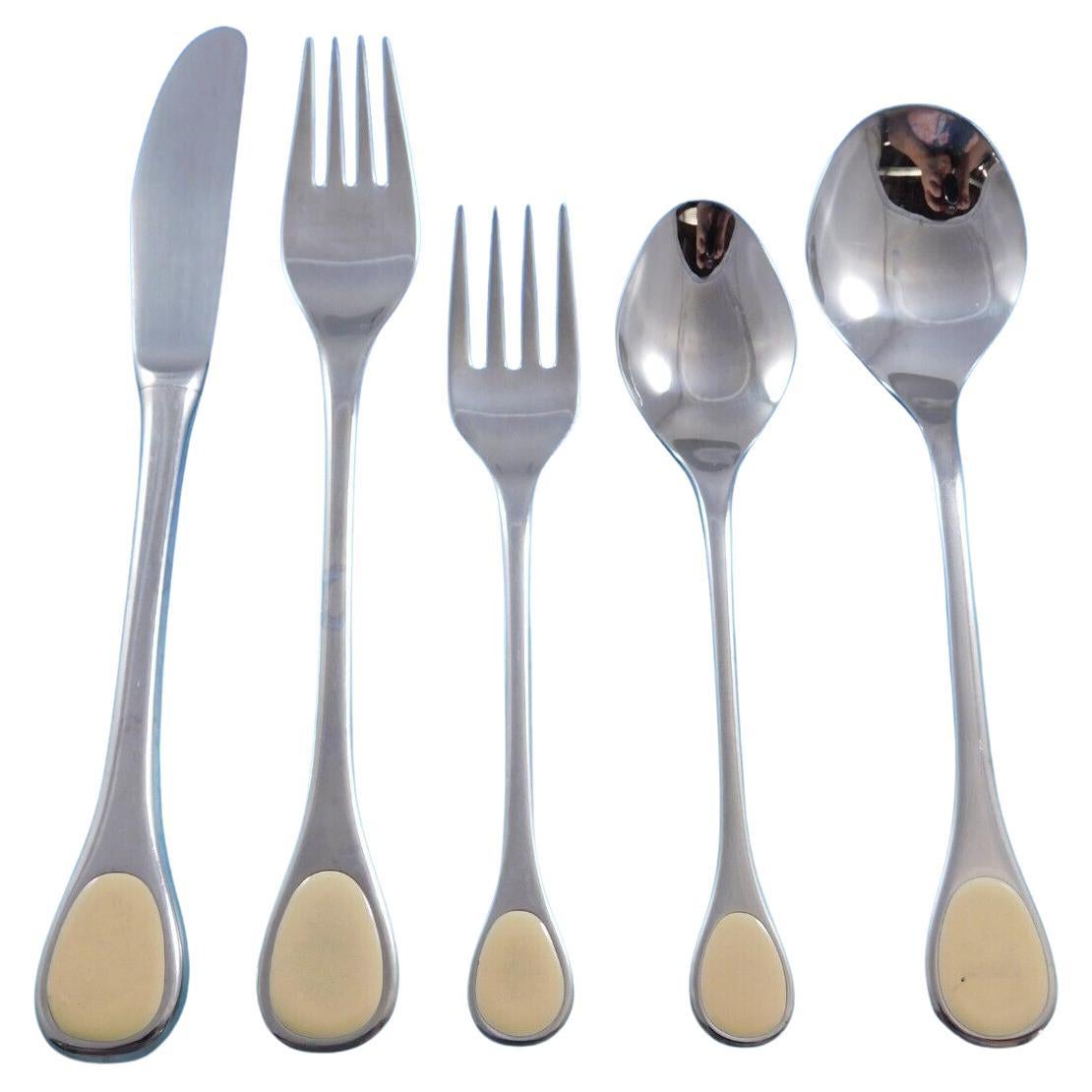 Happy Day by Furst Furosil Butterscotch Stainless Steel Flatware Set Service For Sale