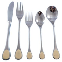 Used Happy Day by Furst Furosil Butterscotch Stainless Steel Flatware Set Service