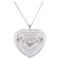 Happy Diamonds 18 Karat Gold Floating Diamonds Large Heart Pendant Necklace
