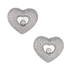 Happy Diamonds 18 Karat Gold Full Diamond Pave Floating Heart Stud Earrings