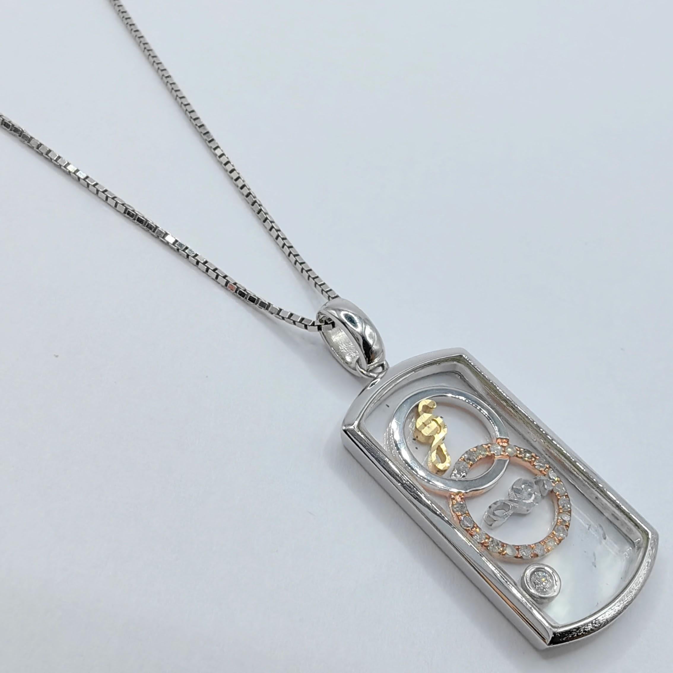 Brilliant Cut Happy Diamonds Double Musical Notes Pendant in 18K White, Yellow & Rose Gold For Sale