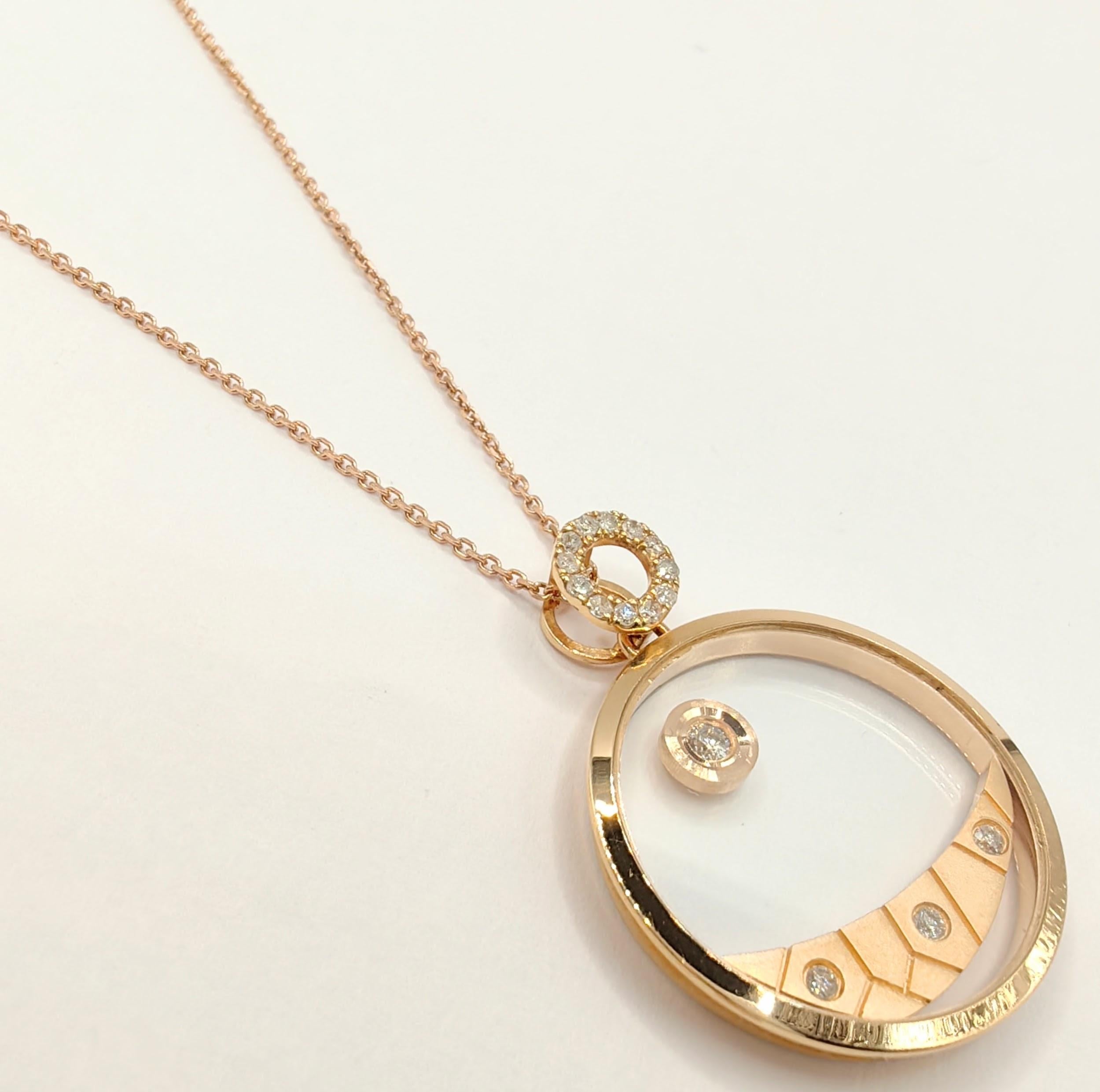 Contemporary Happy Diamonds Dune & Moon Pendant Necklace in 18K Rose Gold For Sale