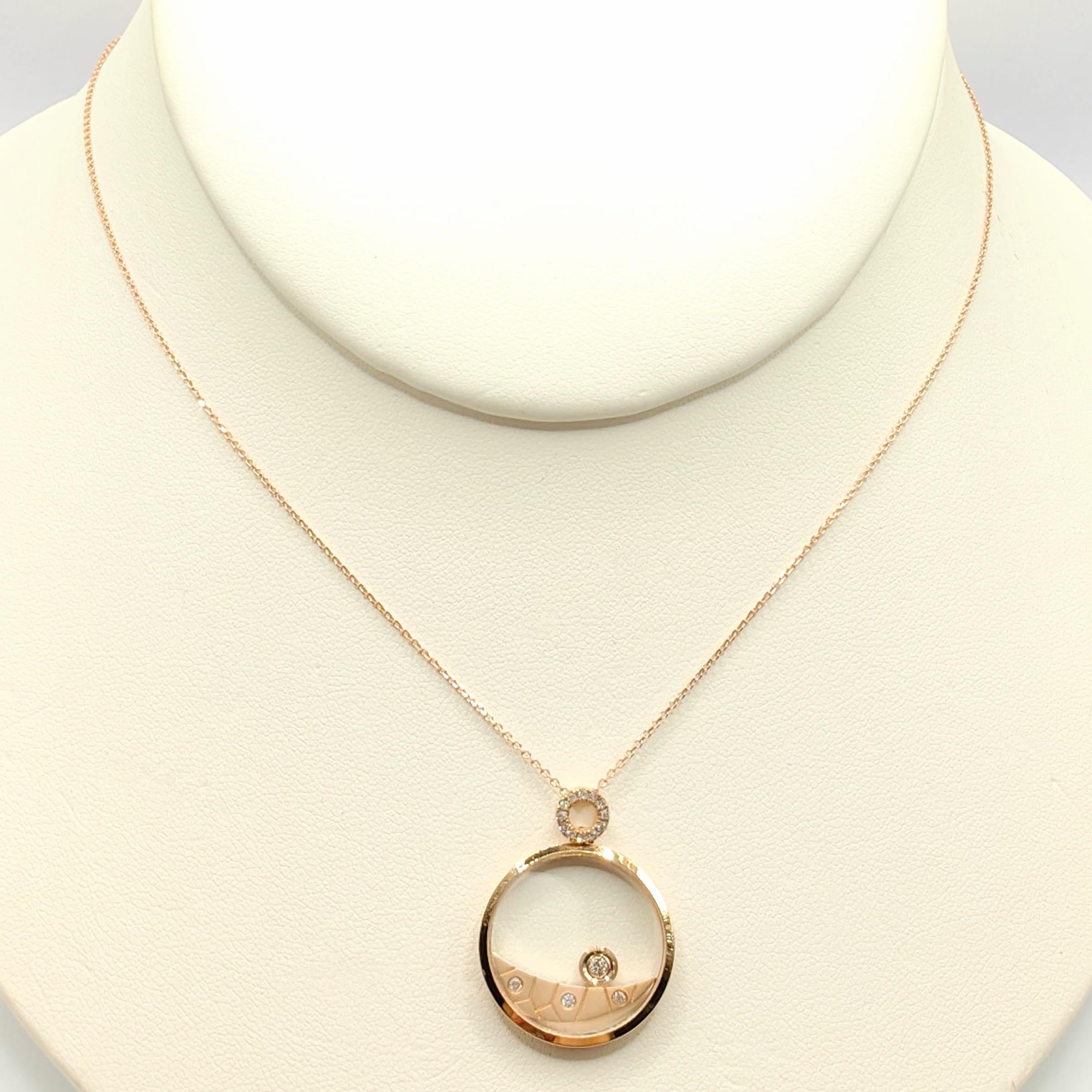 Happy Diamonds Dune & Moon Pendant Necklace in 18K Rose Gold For Sale 2