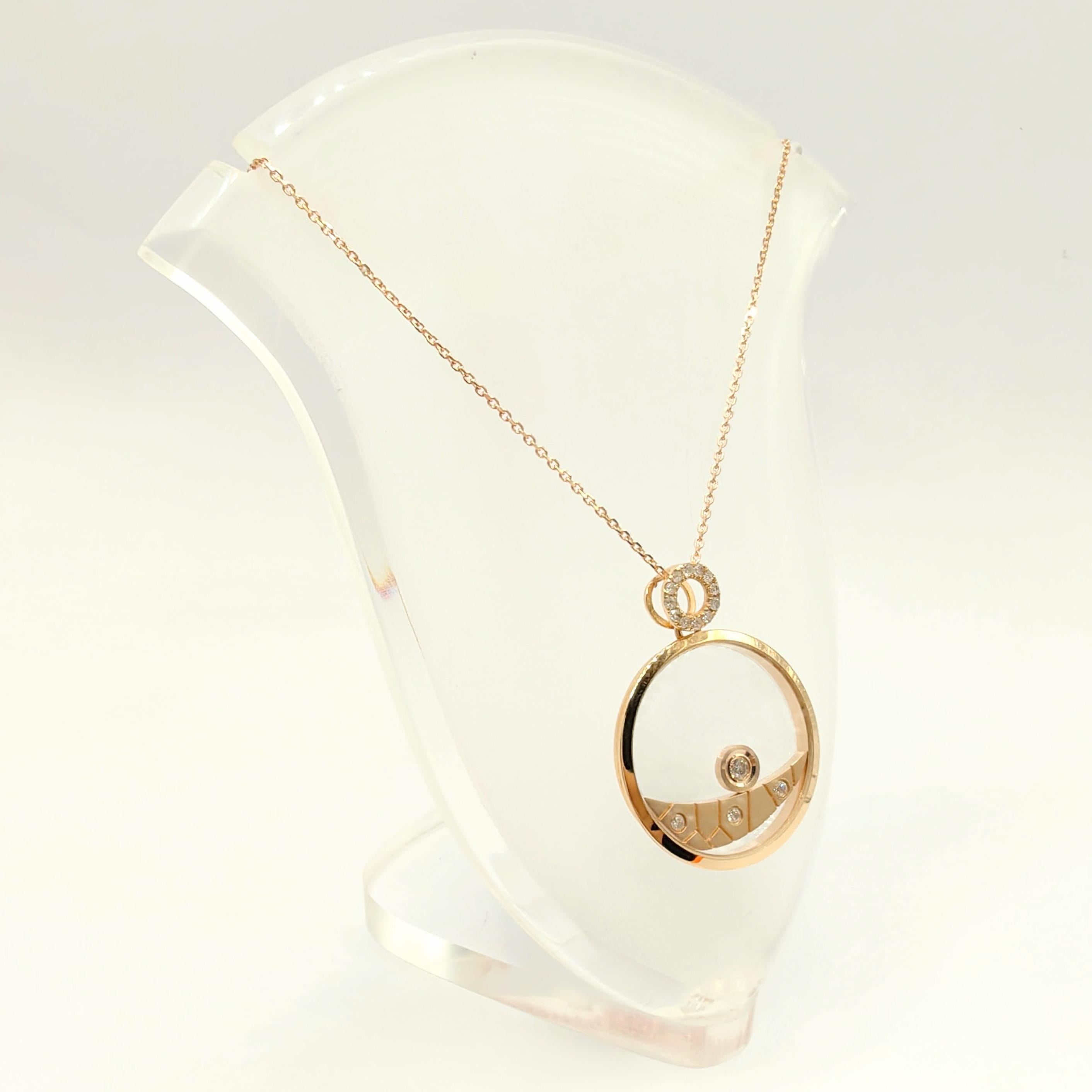 Happy Diamonds Dune & Moon Pendant Necklace in 18K Rose Gold For Sale 3