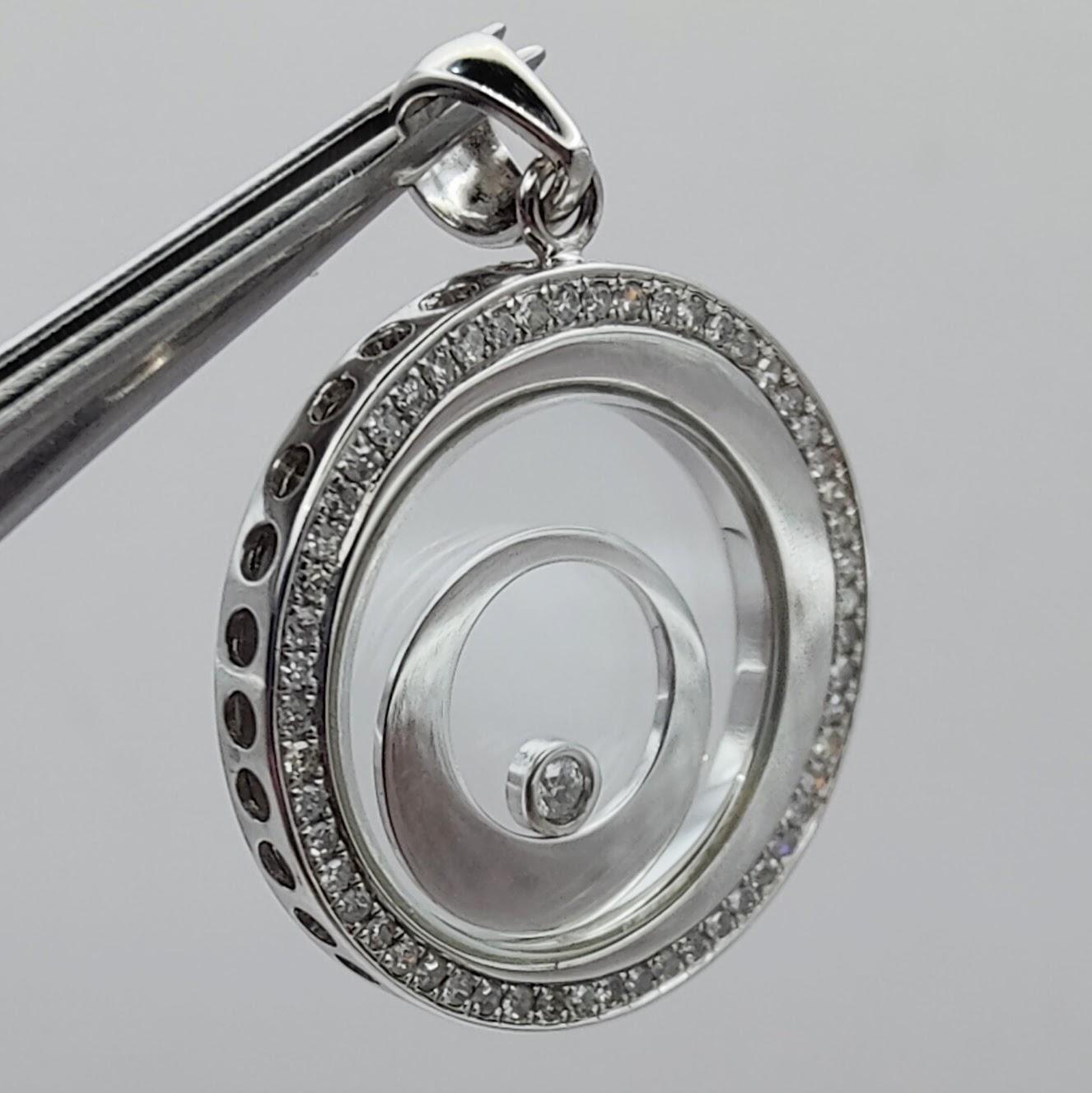 Ciondolo per collana Happy Diamonds a forma di cerchi eccentrici in oro bianco 18K in vendita 4