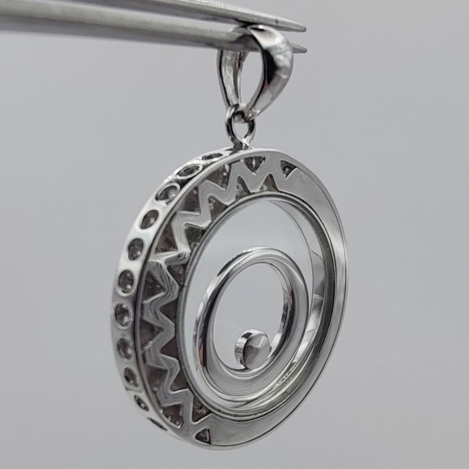 Ciondolo per collana Happy Diamonds a forma di cerchi eccentrici in oro bianco 18K in vendita 5