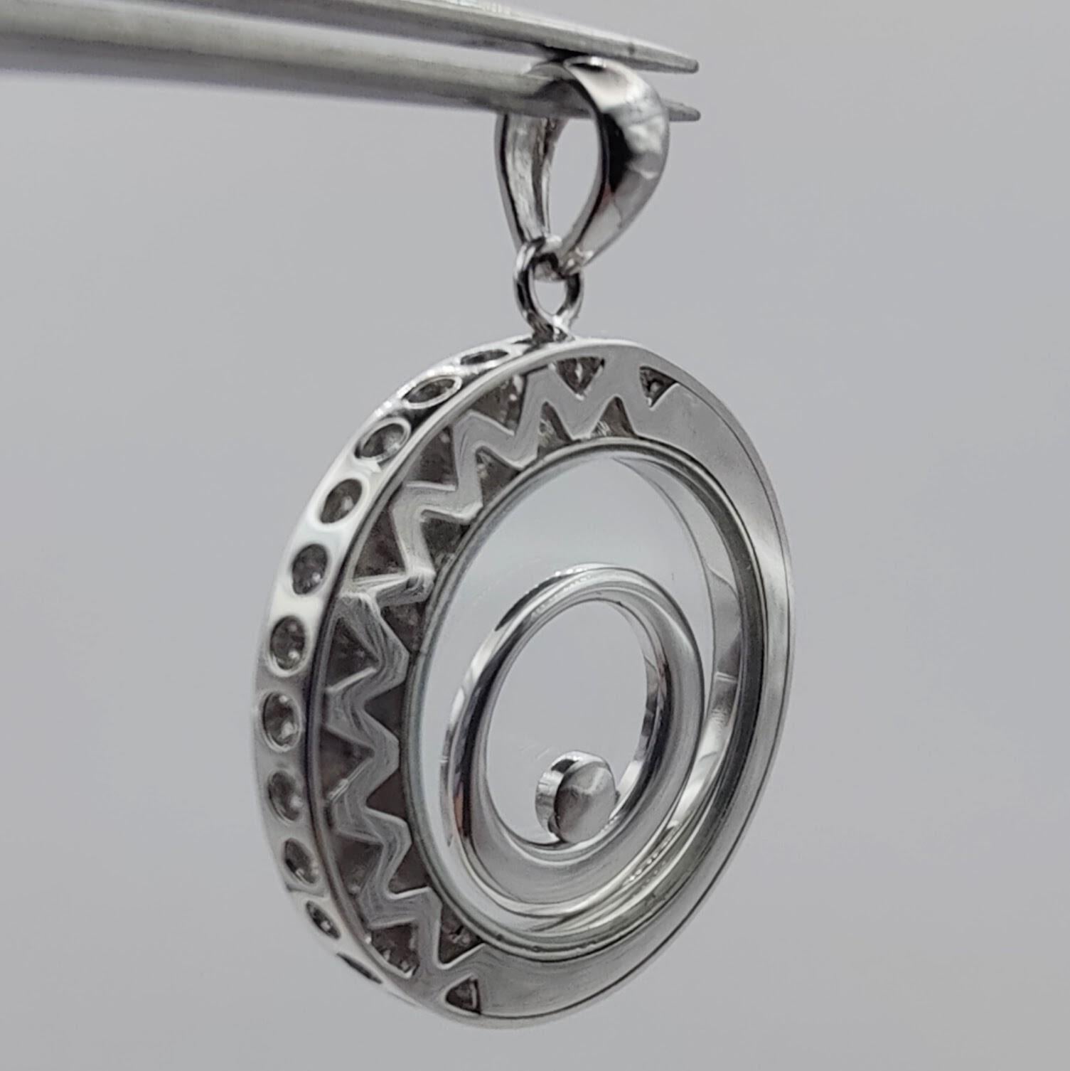 Happy Diamonds Eccentric Circles Necklace Pendant in 18K White Gold For Sale 5