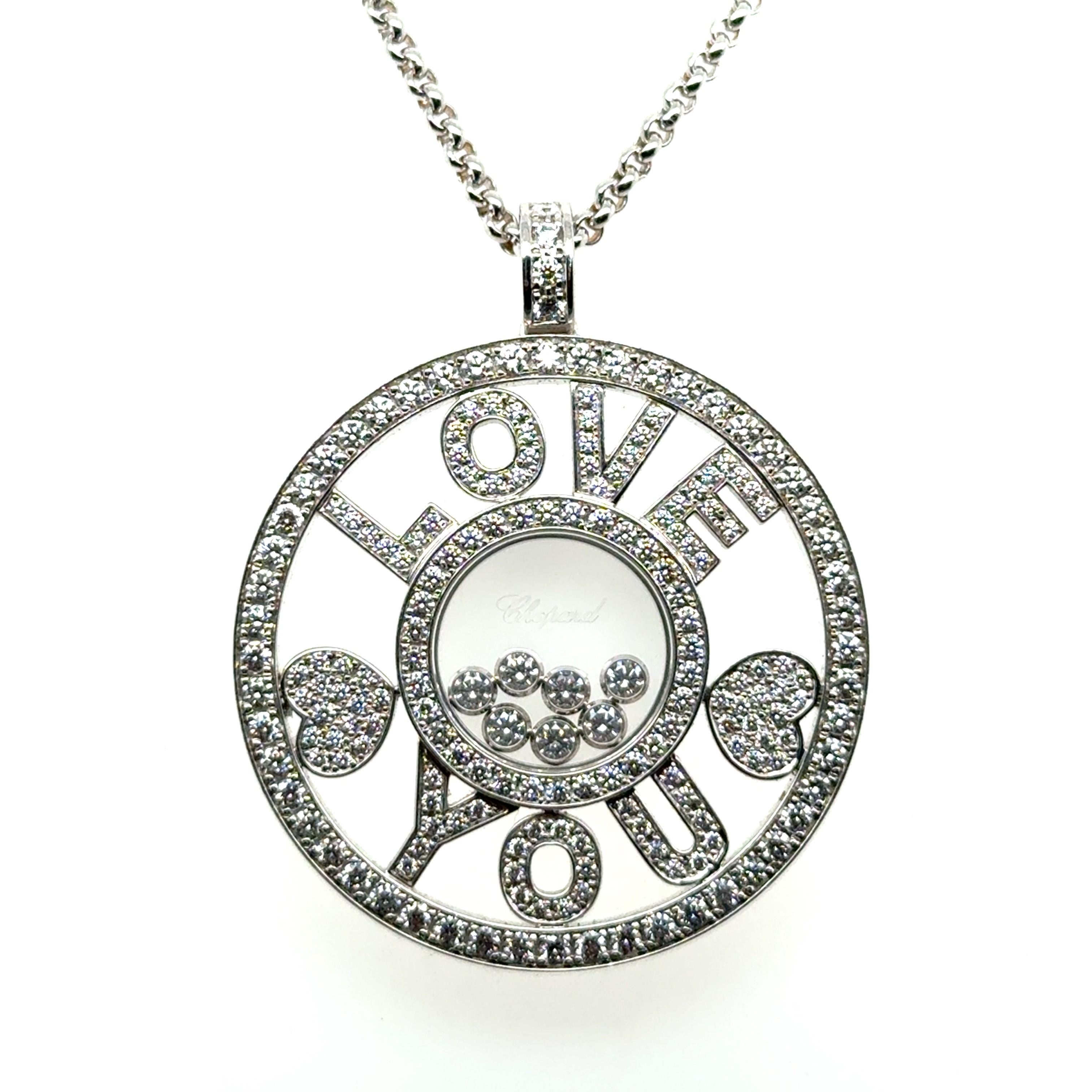 Collana con ciondolo Happy Diamonds in oro bianco 18K di Chopard in vendita 5