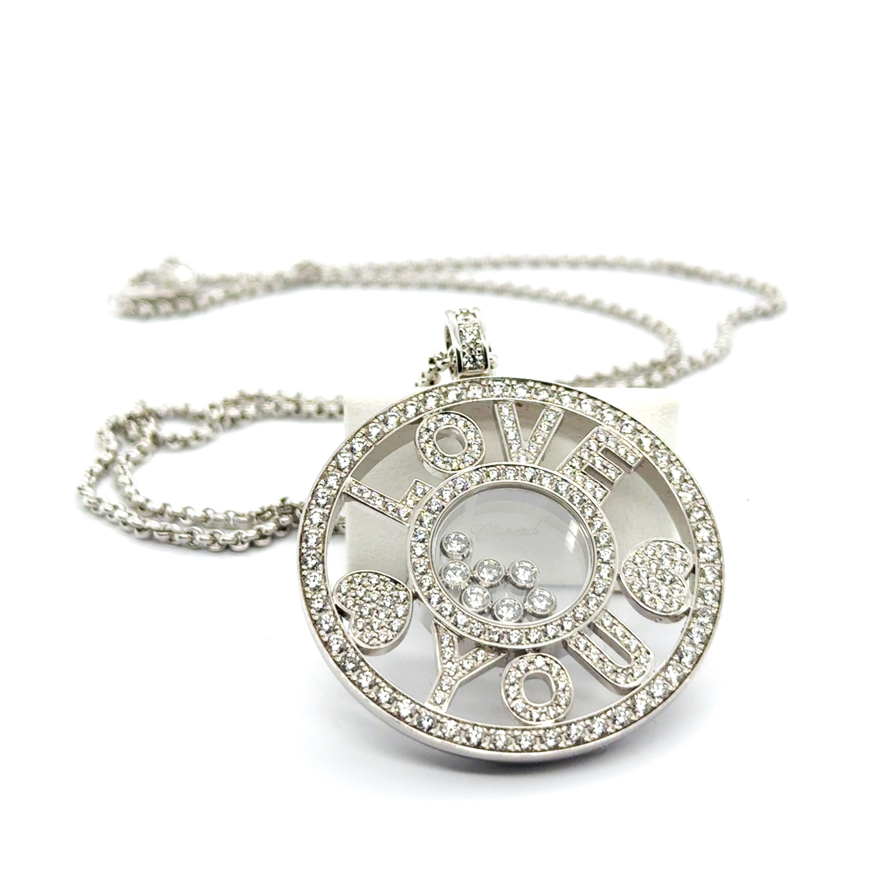 Collana con ciondolo Happy Diamonds in oro bianco 18K di Chopard in vendita 6