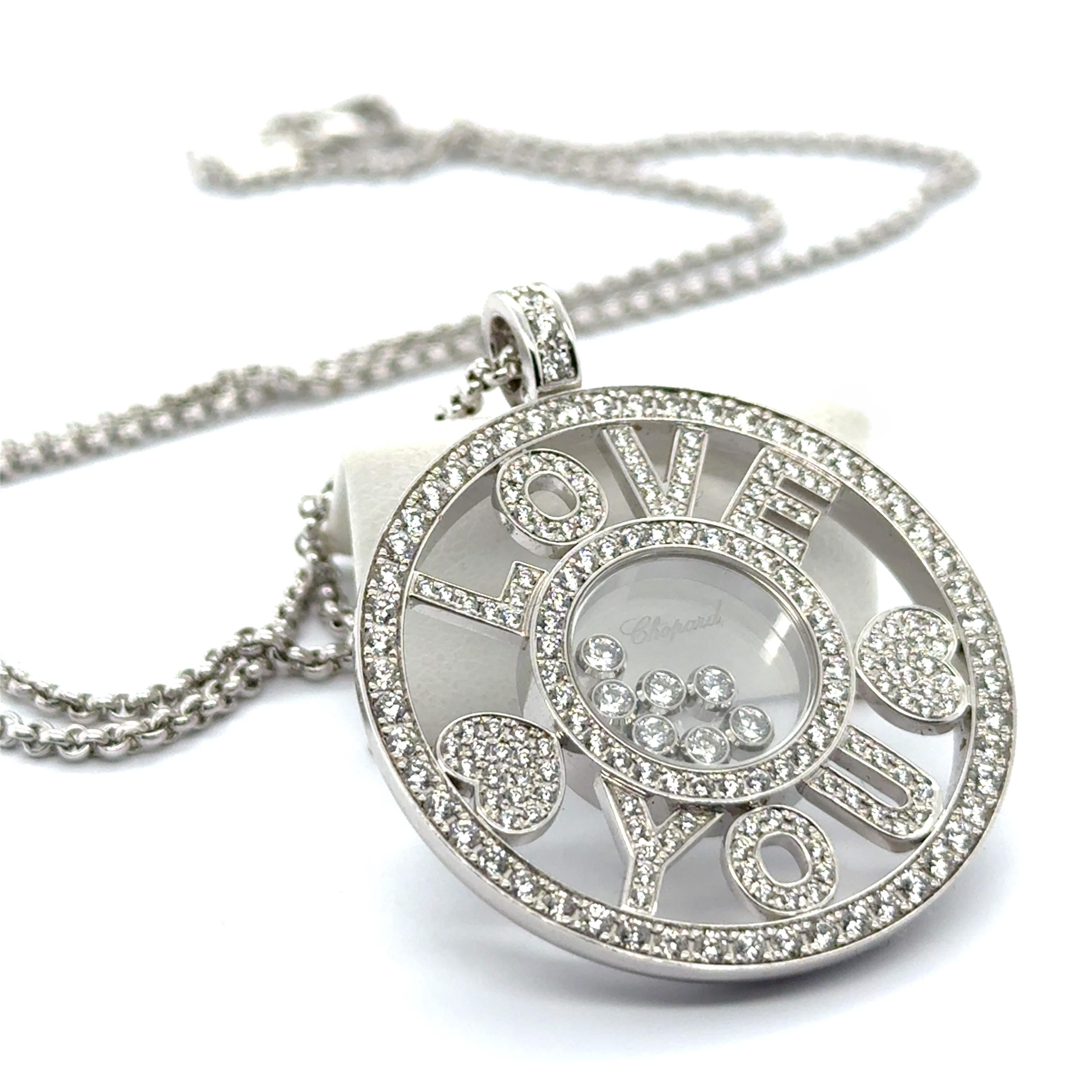 Collana con ciondolo Happy Diamonds in oro bianco 18K di Chopard in vendita 7