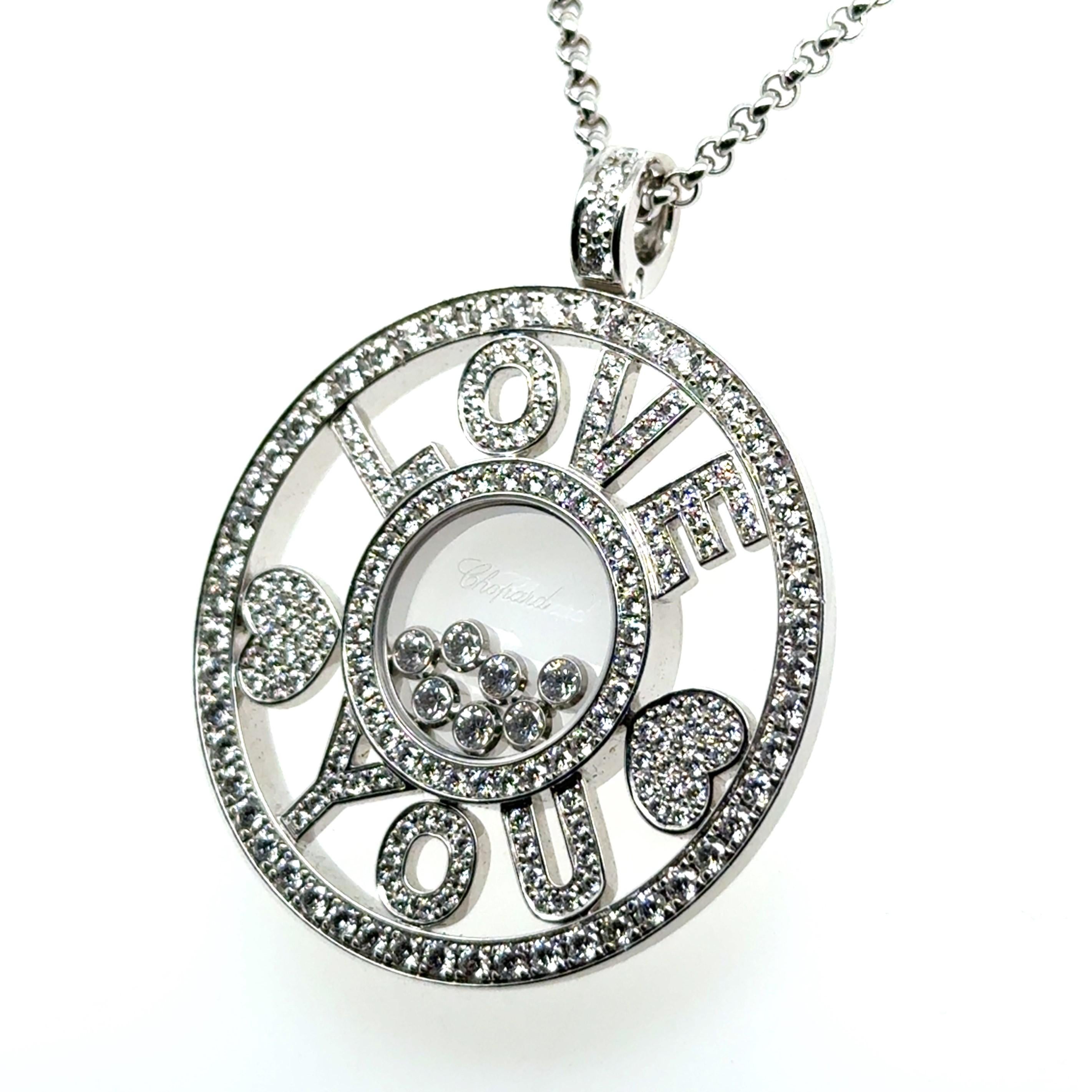 Moderno Collana con ciondolo Happy Diamonds in oro bianco 18K di Chopard in vendita