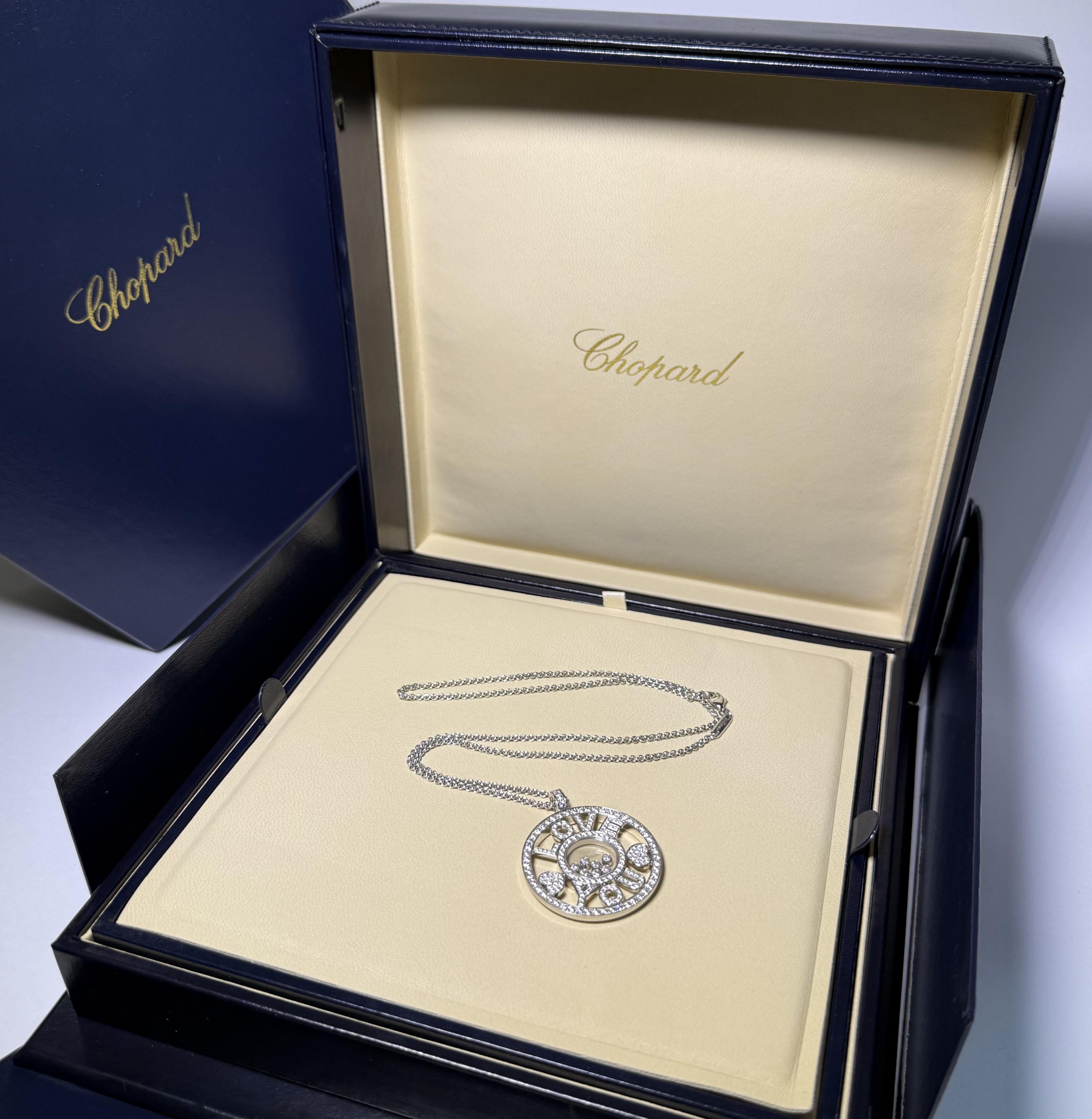 Taglio brillante Collana con ciondolo Happy Diamonds in oro bianco 18K di Chopard in vendita