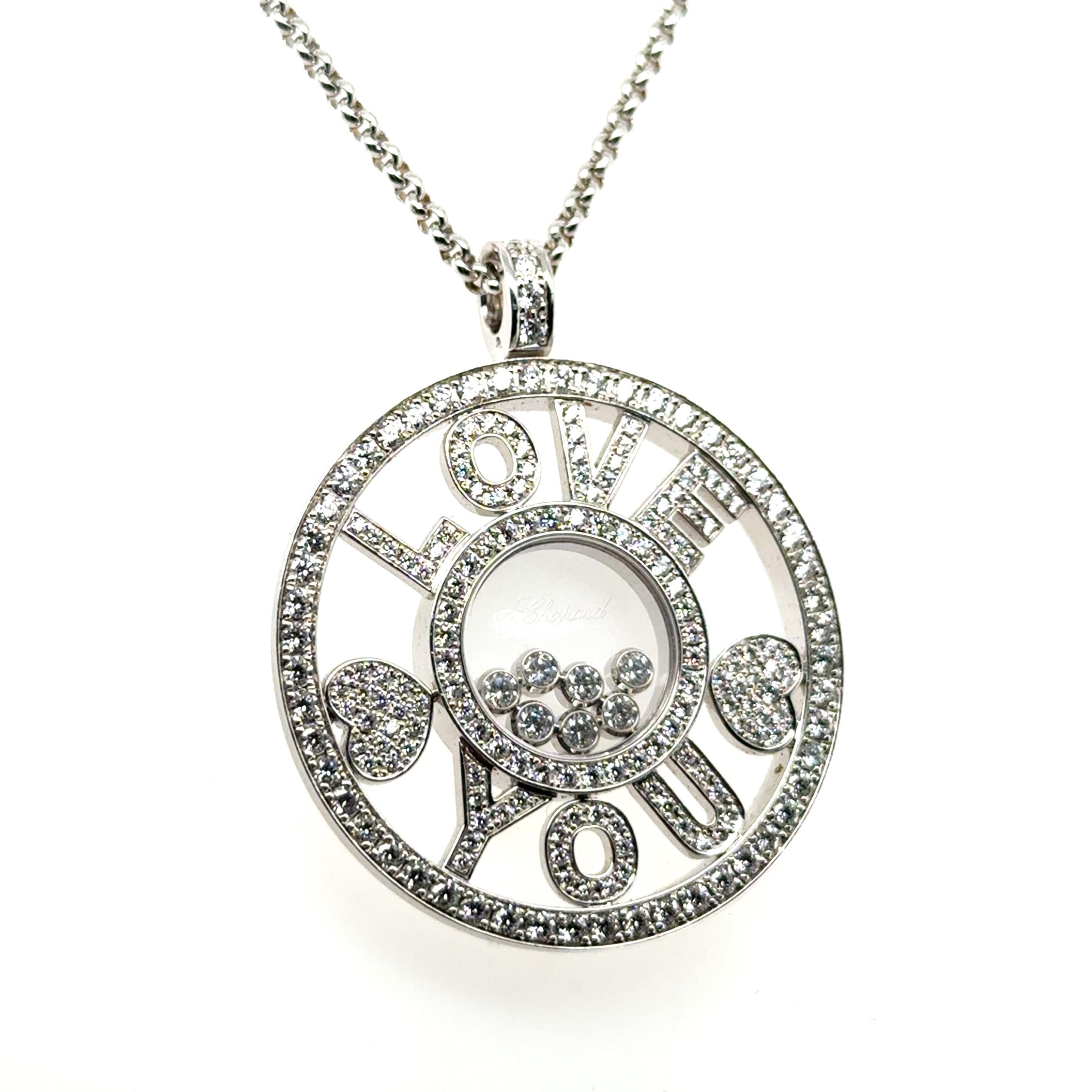 da uomo o donna Collana con ciondolo Happy Diamonds in oro bianco 18K di Chopard in vendita