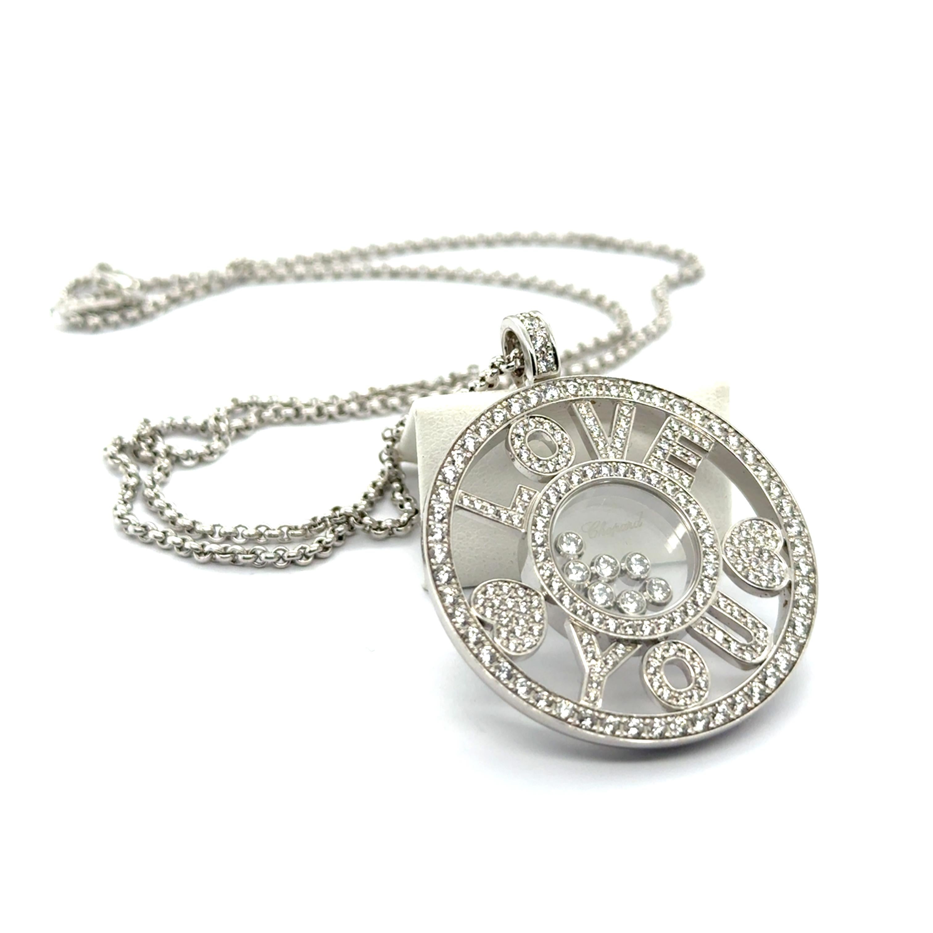 Collana con ciondolo Happy Diamonds in oro bianco 18K di Chopard in vendita 2