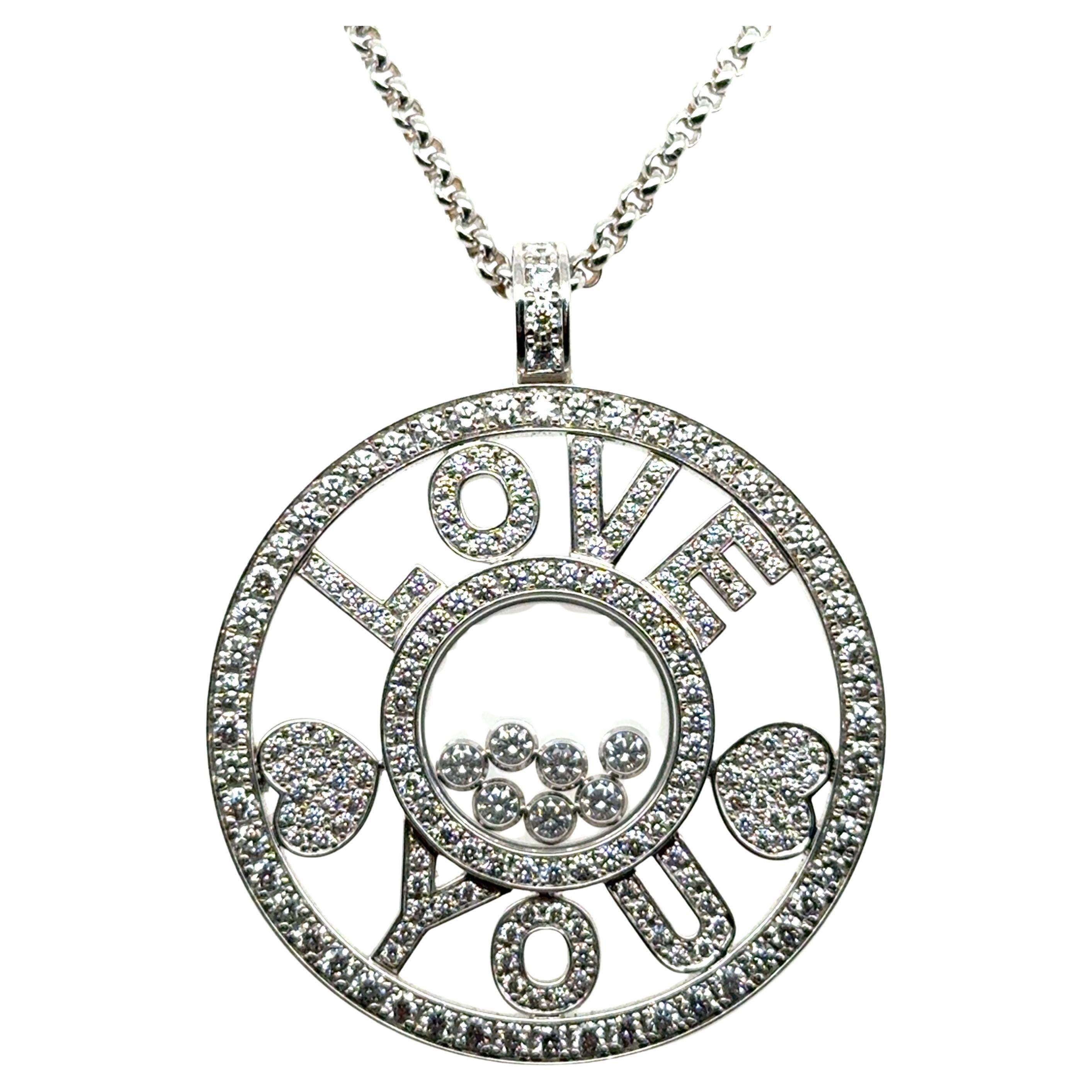 Collier à pendentifs Happy Diamonds en or blanc 18 carats par Chopard
