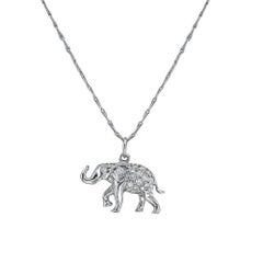 18 Karat Gold Diamond Happy Elephant Pendant Necklace
